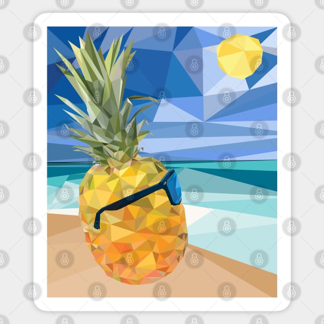 Low Poly Pineapple on the Beach Sticker by skauff